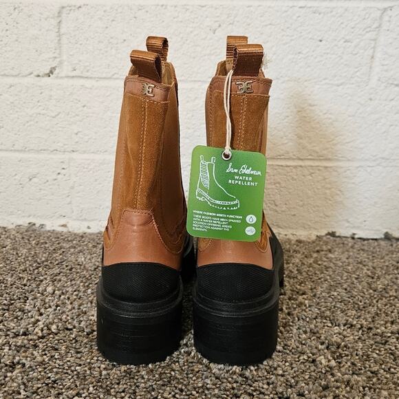 Sam Edelman Lulia Tan Suede Platform Lug Sole Chelsea Boots Size 8 - Picture 5 of 9